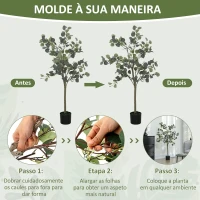HOMCOM Eucalipto Artificial 120 cm Planta Artificial Decorativa Grande Árvore Artificial de Interior com 230 Folhas Verde(m-6)