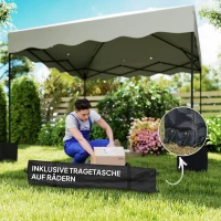 Outsunny Pavillon pop-up 3 x 3 m, Tente de jardin réglable en hauteur, avec sac à roulettes, pour jardin, terrasse, métal, tissu, crème(m-4)