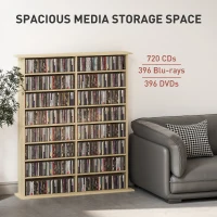 HOMCOM 16-Compartment Media Shelf - Nature Wood Finish(m-4)