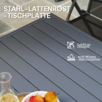 Outsunny Tuintafel, Buiteneettafel voor 4 Personen, Stalen Frame, Makkelijk te Reinigen, Roestbestendig, 80 x 80 x 74 cm, Grijs(m-5)