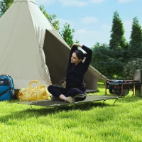 Outsunny Lightweight Camping Bed, Aluminium Portable Camp Cot w/ Strong Support 150kg and Carry Bag for Camping, Dark Green(m-8)