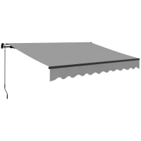 Outsunny Toldo Manual Retrátil 360x220 cm Toldo para Balcão com Manivela de Alumínio e Proteção UV30+ Toldo Enrolável de Exterior Cinza(m-10)