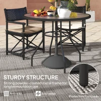 Outsunny Glass-Top Garden Table, with Parasol Hole - Black(m-6)