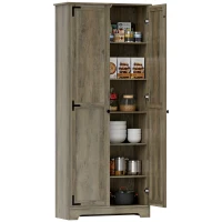 HOMCOM Armário de Cozinha Armário de Arrumação com 2 Portas e Prateleiras Ajustáveis 78x31,5x182 cm Marrom Acinzentado(m-11)
