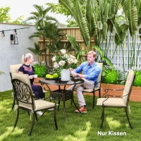 Outsunny 4er Set Sitzkissen 108 x 50 x 5 cm Stuhlkissen mit Bändern, Outdoor Indoor Sitzauflage Beige(m-7)