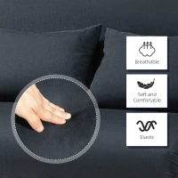 HOMCOM Sofa do spania z 5-stopniową regulacją, imitacja zamszu, stalowa rama, w zestawie poduszki, Czarny(m-7)