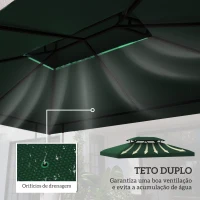 Outsunny Toldo de Substituição 4x3m para Pérgola 2 Níveis Respirável com 10 Orifícios de Drenagem Cobertura de Substituição Verde(m-4)