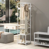 HOMCOM Multi-Storage Clothes Rack - White(m-8)