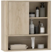HOMCOM Armário de Casa de Banho de Parede com Prateleiras Ajustáveis Porta Deslizante e Compartimentos  60x20x62 cm Madeira(m-10)