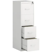HOMCOM Four-Drawer Modern Steel Filing Cabinet - White(m-10)