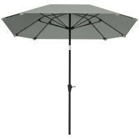Outsunny Parasol 2,3 m sans base, Parasol de terrasse réglable avec manivelle, Polyester, Aluminium, Fibres de verre, Gris Foncé(m-1)