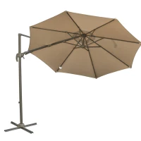 Outsunny 3m Beach Hanging Umbrella Parasol - Khaki(m-16)