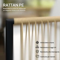 Outsunny Set da Giardino 4 Pezzi in Rattan e Acciaio con Divanetto, 2 Poltrone da Esterno e Tavolino Basso, Multicolore(m-5)