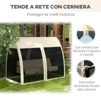 Outsunny Dondolo da Giardino 2 in 1 Convertibile in Letto con Cuscini e Zanzariera, 240x140x197 cm, Caffè(m-5)