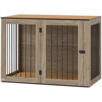 PawHut Cage pour Chien, Box pour Animaux de Compagnie pour Grands Chiens, Chenil, Intérieur, 106 x 60 x 76 cm, Chêne(m-1)