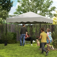 Outsunny Pavillon pop-up 3 x 3 m, Tente de jardin réglable en hauteur, avec sac à roulettes, pour jardin, terrasse, métal, tissu, crème(m-2)