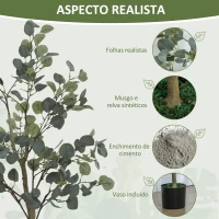 HOMCOM Eucalipto Artificial 120 cm Planta Artificial Decorativa Grande Árvore Artificial de Interior com 230 Folhas Verde(m-4)