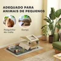 PawHut Gaiola para Animais Pequenos com Parque Desmontável Gaiola para Roedores com Rodas Rampas Bebedouro e Dispensador de Feno 108x71x57 cm Bege(m-7)