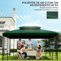 Outsunny Toldo de Substituição 4x3m para Pérgola 2 Níveis Respirável com 10 Orifícios de Drenagem Cobertura de Substituição Verde(m-6)