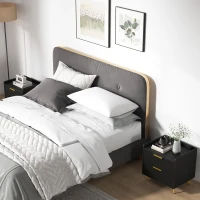 HOMCOM Elegant Two-Drawer Bedside Table Set of 2 - Black(m-2)