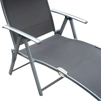 Outsunny Sonnenliege klappbar Strandliege mit Kissen Liegestuhl mit 7-Fach verstellbare Rückenlehne Gartenliege Relaxliege Gartenstuhl bis 165 kg belastbar, für Garten Urlaub Outdoor Strand Pool, Grau(m-11)