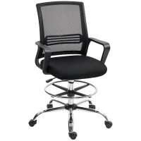 HOMCOM Chaise de bureau, Chaise pivotante, Chaise de bureau pivotante, réglable, à roulettes, Noir(m-6)