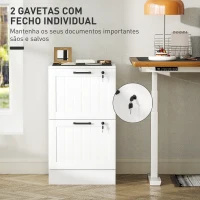 HOMCOM Bloco de Gavetas para Escritório com 2 Gavetas para Escritório com Fechaduras Gavetas Suspensas para A4 40x40x71 cm Branco(m-6)