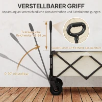 Outsunny Chariot de jardin 100 kg charge, chariot pliable avec bâche amovible, 90 x 48 x 92 cm Beige(m-4)