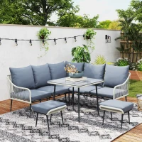 Outsunny Six-Piece Rattan Strong Garden Sofa Set - Grey(m-10)
