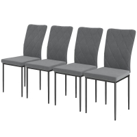 HOMCOM Ensemble de 4 chaises de salle à manger en velours, chaises rembourrées modernes avec pieds en métal, pour salle à manger, chambre, cuisine, Gris