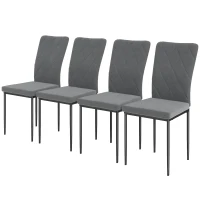 HOMCOM Ensemble de 4 chaises de salle à manger en velours, chaises rembourrées modernes avec pieds en métal, pour salle à manger, chambre, cuisine, Gris(m-1)