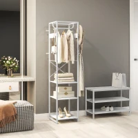 HOMCOM Multi-Storage Clothes Rack - White(m-10)