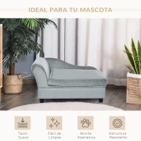 PawHut Sofá para Perros con Almacenaje Oculto y Cojín Diván para Mascotas de Hasta 10 kg 76x45x43 cm Gris Claro(m-8)