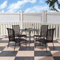 Outsunny Tuintafel, Buiteneettafel voor 4 Personen, Stalen Frame, Makkelijk te Reinigen, Roestbestendig, 80 x 80 x 74 cm, Grijs(m-7)