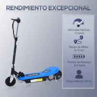 HOMCOM Patinete Eléctrico Plegable para Niños y Adolescentes de +7 Años con Manillar Ajustable en Altura 78x37x87-95 cm Azul(m-4)