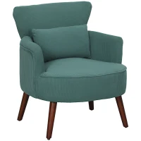HOMCOM Fauteuil accoudoir moderne, fauteuil d'appoint rembourré avec coussin lombaire, pieds en bois de caoutchouc, Vert foncé(m-6)