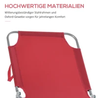 Outsunny Zonnebed, Opvouwbaar, Verstelbare Rugleuning, Roestvrij Metalen Frame, 180 x 55 x 24, Wijnrood(m-6)