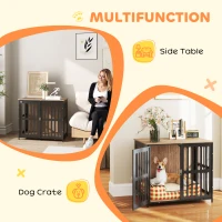 PawHut Dog Crate Furniture with Anti-Chew Resistant Mesh, Anti-Escape Single Door, for Medium Dogs, 80 x 55 x 72 cm(m-4)