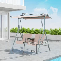 Outsunny Balancelle Hollywood, Balancelle de jardin, Balancelle 2 places avec auvent, 175 x 112 x 165 cm, Beige(m-3)