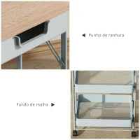 HOMCOM Carrinho Auxiliar com Rodas de 4 Níveis Carrinho de Cozinha com 1 Gaveta e 3 Cestos Carrinho Organizador 45x29,5x117,5 cm Verde(m-6)