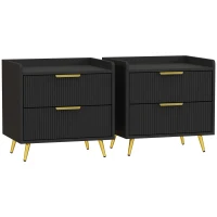 HOMCOM Elegant Two-Drawer Bedside Table Set of 2 - Black(m-1)