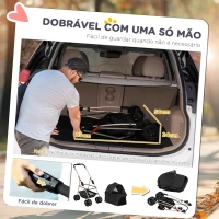 PawHut Carrinho para Cães Dobrável 3 em 1 Carrinho para Cães Miniatura com Cesta de Armazenamento Janela de Malha 76x50x102 cm Preto(m-5)
