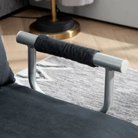 HOMCOM Sofa do spania z 5-stopniową regulacją, imitacja zamszu, stalowa rama, w zestawie poduszki, Czarny(m-9)