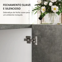 HOMCOM Aparador de 2 Portas de Fechamento Suave Aparador de Sala de Estar com Prateleira Móvel Auxiliar para Cozinha Quarto Entrada 80x37x80 cm Cinza Cimento e Branco Brilho(m-6)