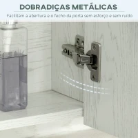 kleankin Armário Casa de Banho com Espelho Armário de Parede com Prateleira Ajustável e Compartimento 90x15x75 cm Madeira Clara(m-5)