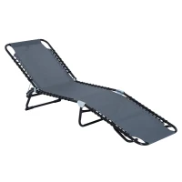 Outsunny Sonnenliege klappbar Gartenliege, Liegestuhl mit 4-Fach verstellbare Rückenlehne, wetterfeste Campingliege bis 120 kg belastbar, für Garten Strand Pool, Grau(m-14)