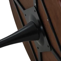 Table à manger ronde moderne, quatre plateaux en patchwork, base en métal, 120×120×75 cm, Brun(m-6)