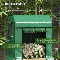 Outsunny 2-in-1 Hochbeet Pflanzenkasten Frühbeet Gewächshaus, 86  cm x 60cm x 165 cm, Natur + Grün(m-4)