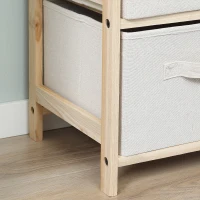 HOMCOM Cassettiera con 6 Cassetti in Tessuto Pieghevoli ed Estraibili, 59x28x70cm - Legno, Beige(m-8)