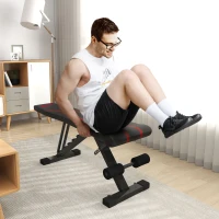 SPORTNOW Banco de Musculación Ajustable Plegable con Respaldo y Asiento Regulables Estructura de Acero y Rodillos para Piernas(m-7)